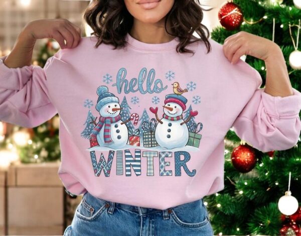 Hello Winter Snowman Happy New Year Christmas Sweatshirts Product Photo 1