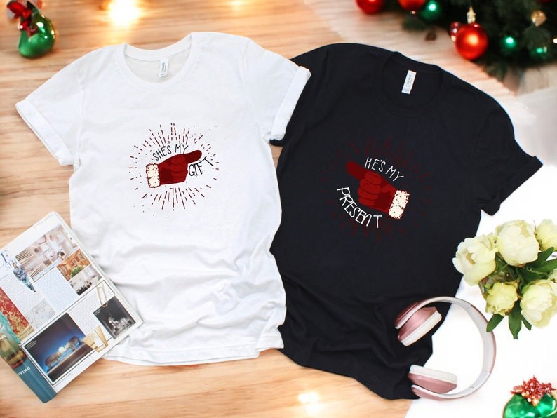 He's My Present, She's My Gift Couple Matching Christmas Shirt Product Photo 2