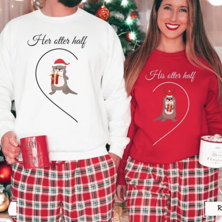 His Otter Half Christmas Couple Matching Sweatshirt Product Photo 1