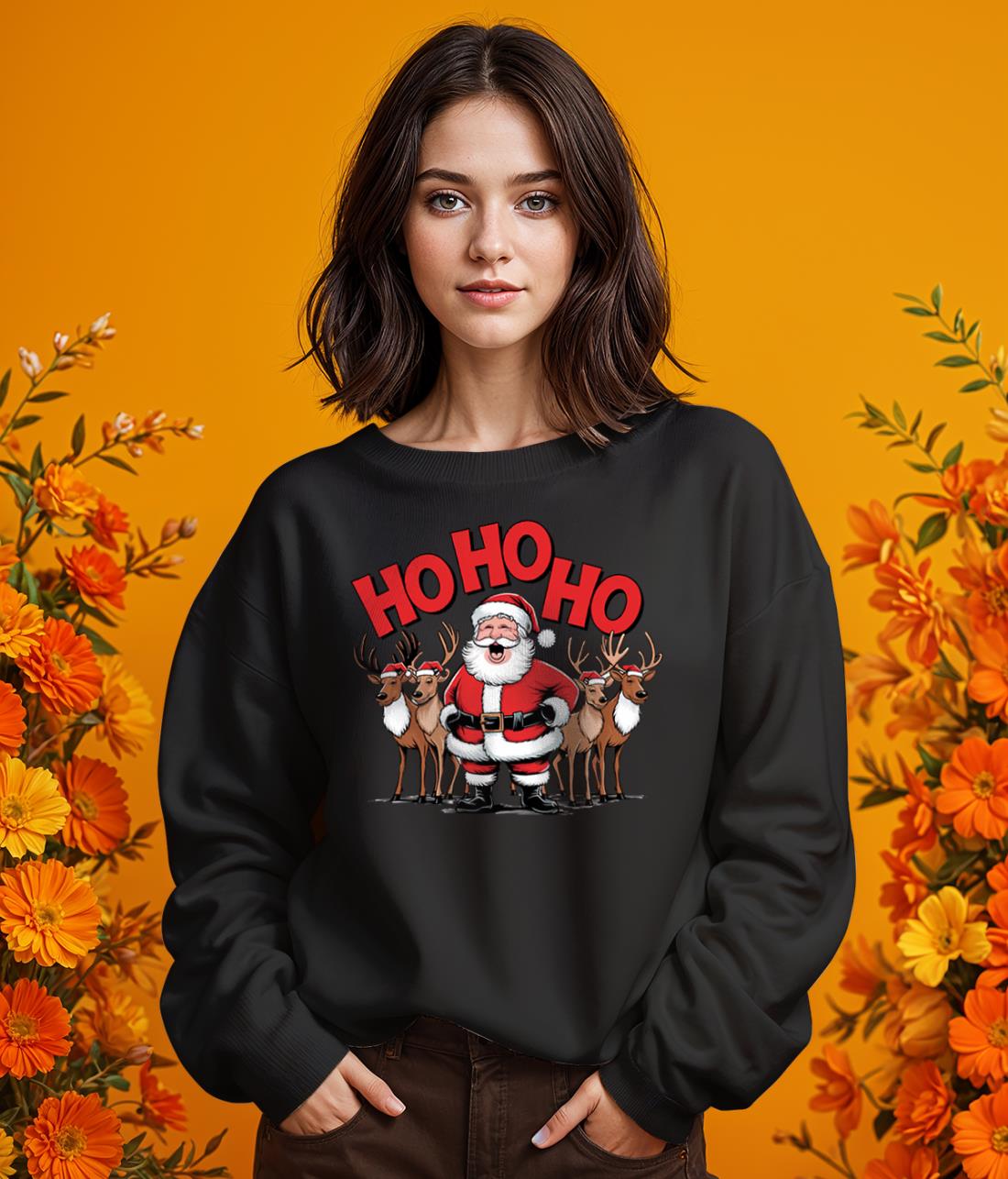 Ho Ho Ho Christmas Festival Christmas Shirt - Girl Black Swearshirt