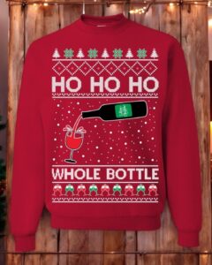 Ho Ho Ho Whole Bottle Of Wine Unisex Christmas Sweatshirt Product Photo 2