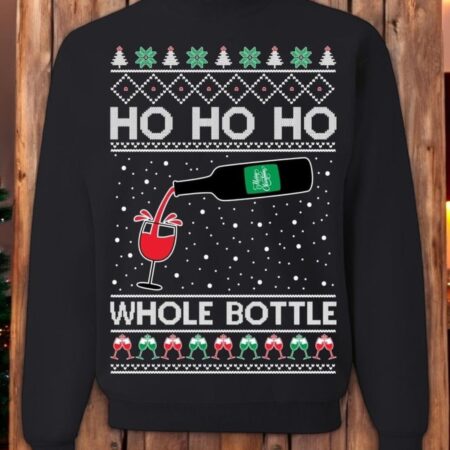 Ho Ho Ho Whole Bottle Of Wine Unisex Christmas Sweatshirt Product Photo 1