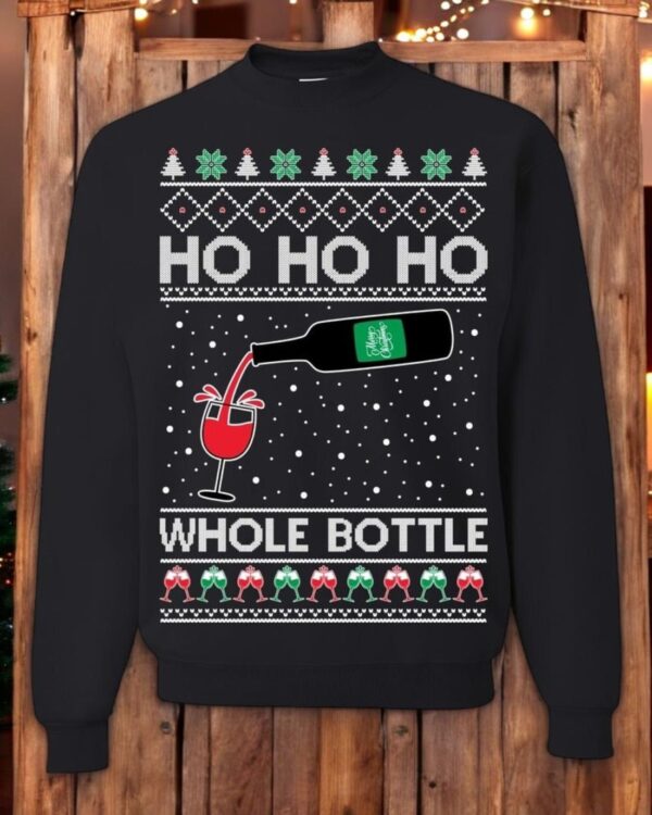 Ho Ho Ho Whole Bottle Of Wine Unisex Christmas Sweatshirt Product Photo 1