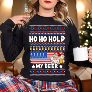 Ho Ho Hold My Beer Funny Christmas Sweatshirt Product Photo 3