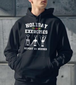 Holiday Exercises Repeat As Needed Funny Wine T-Shirt Product Photo 3