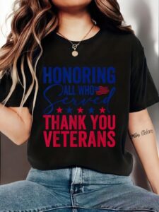 Honoring All Who Served Thank You Veterans Day American Flag T-Shirt Product Photo 2