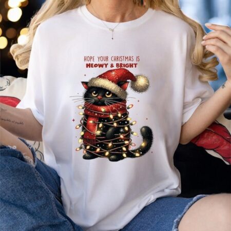 Hope Your Christmas Is Meowy and Bright T-shirts Product Photo 1