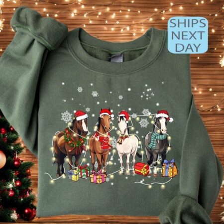 Horse Merry Christmas Sweatshirt Product Photo 1