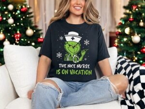 I Am Sorry The Nice Nurse Is On Vacation Ginch Nurse Christmas Shirt Product Photo 3