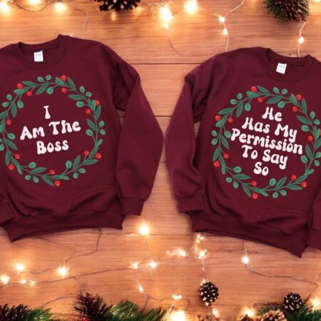 I Am The Boss, He Has My Permision To Say So Couple Matching Christmas Shirt Product Photo 1