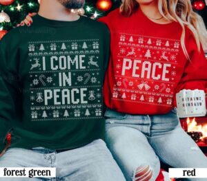 I Come In Peace Christmas Couple Matching Sweatshirt Product Photo 3