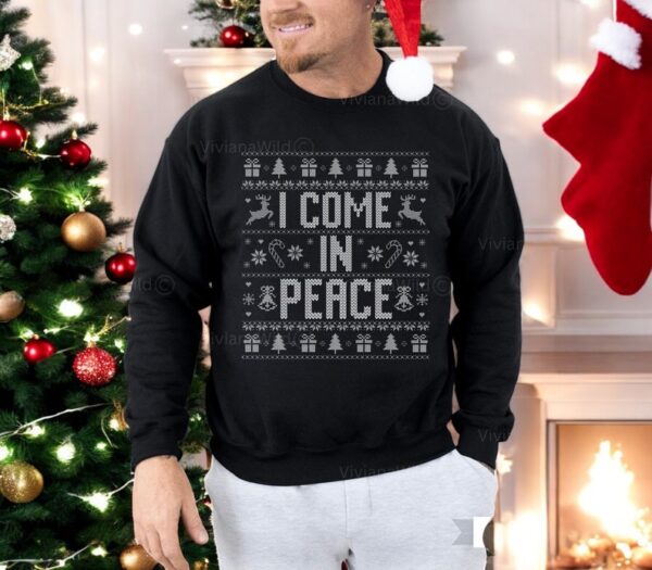 I Come In Peace Christmas Couple Matching Sweatshirt Product Photo 1