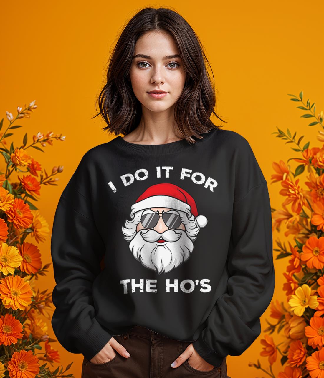 I Do It For The Ho's Christmas Santa Funny Shirt Product Photo 2