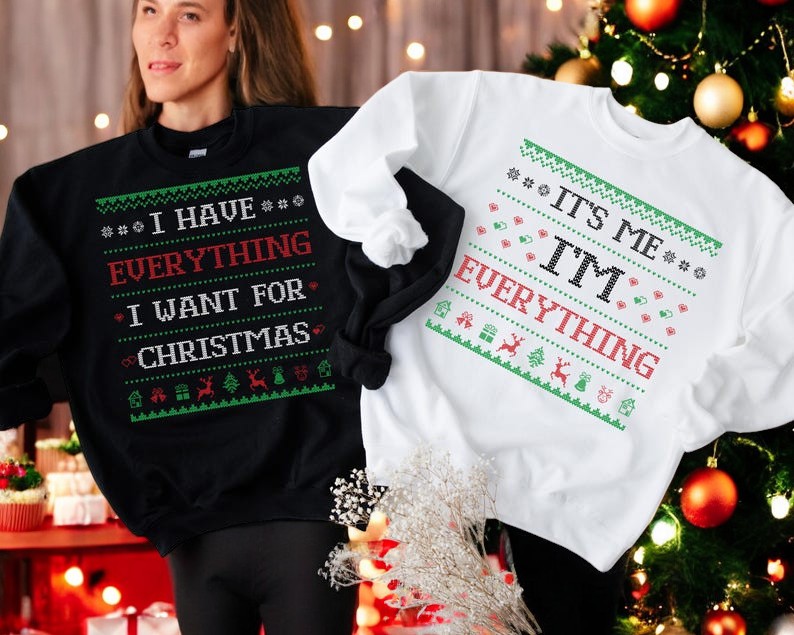 I Have Everything I Want For Christmas, it's me i'm Matching Christmas Couple Sweatshirt Product Photo 2