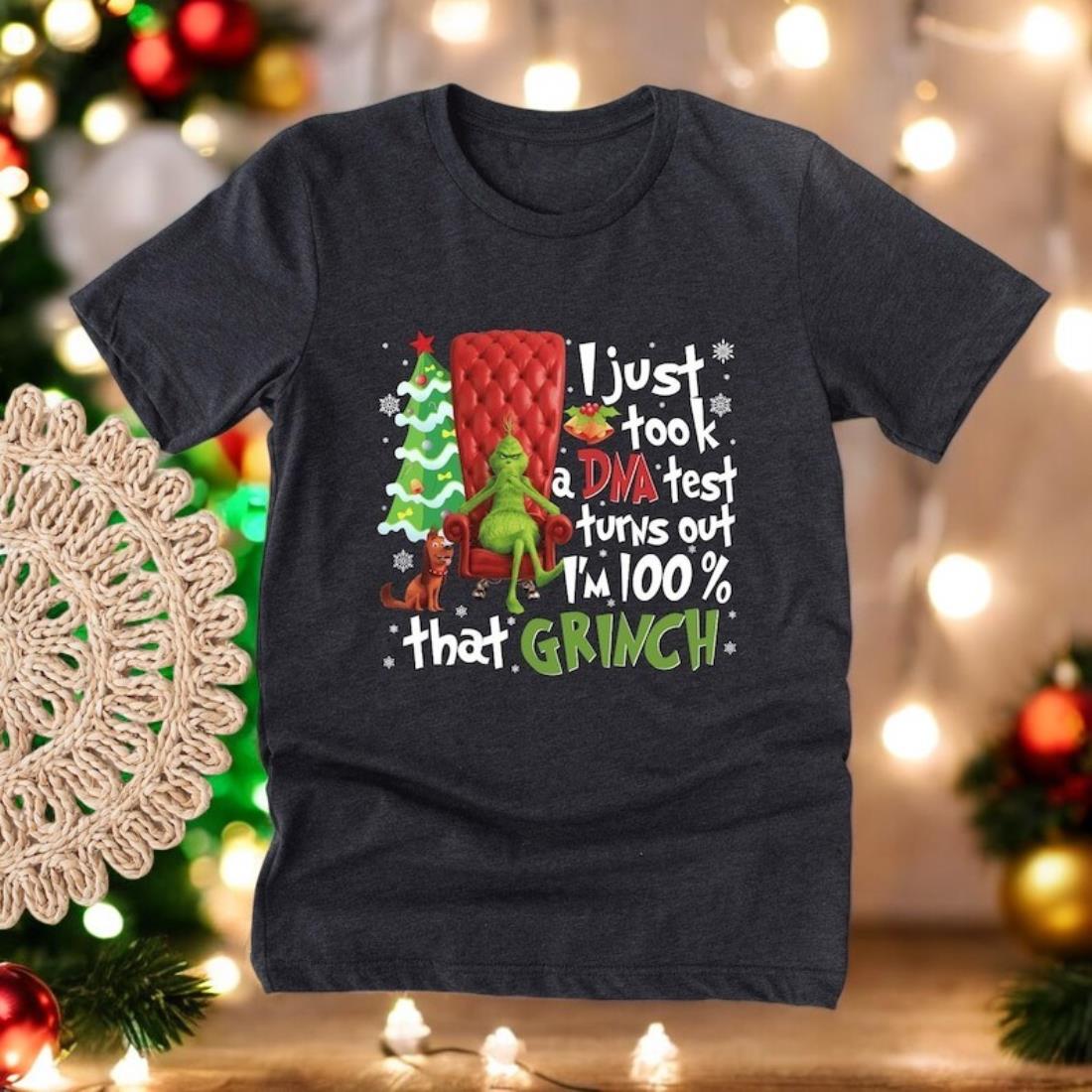 I Just Took A DNA Test Turns Out I'm Hundred Percent That Grinch Christmas Shirt Product Photo 2