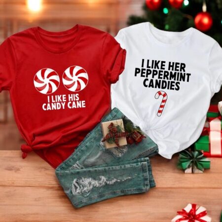 I Like His Candy Cane I Like Her Peppermint Candies Matching Couple Christmas Shirts Product Photo 1