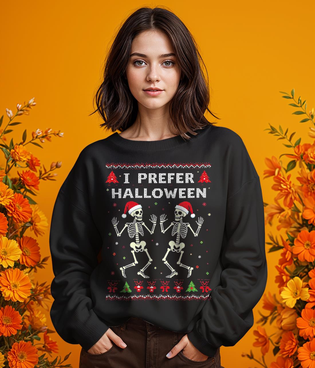 I Prefer Halloween Christmas Sweater Best Ugly X-mas Product Photo 2