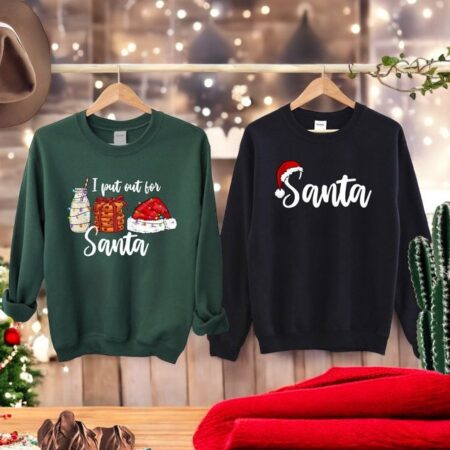 I Put Out For Santa Christmas Couple Matching Shirt Product Photo 1