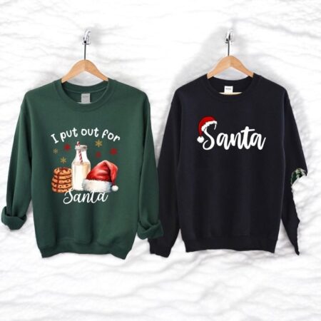 I Put Out For Santa Couple Matching Christmas Sweatshirts Product Photo 1