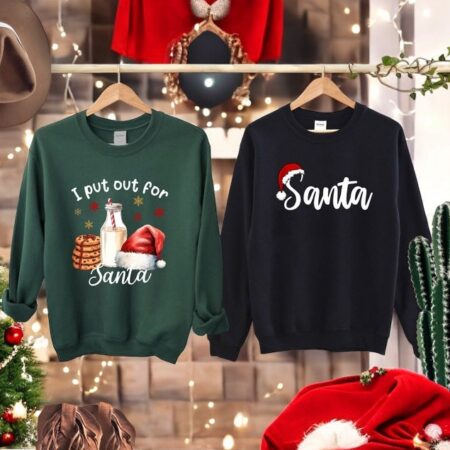 I Put Out For Santa Milk Christmas Couple Matching Shirt Product Photo 1