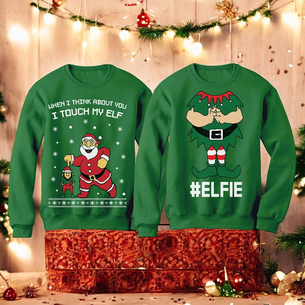 I Touch My Elf + Elfie couple matching shirts Product Photo 2