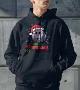 I Want A Hippo Christmas Shirt - Men Black Hoodie