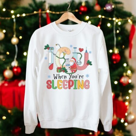 Icu When You're Sleeping Christmas Sweatshirt Product Photo 1