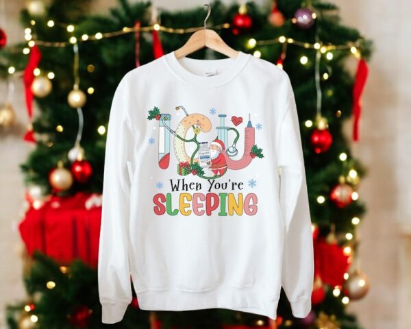 Icu When You're Sleeping Christmas Sweatshirt Product Photo 1