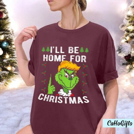 I'll Be Home For Christmas Funny Trump 2024 Xmas Christmas Sweatshirt Product Photo 1