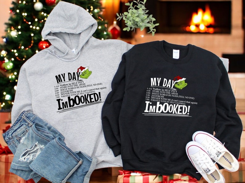 I'm Booked Funny Grinch Christmas Couple Matching Christmas Shirt Product Photo 2