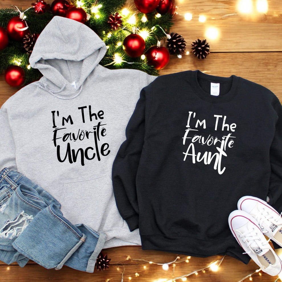 I'm The Favorite Aunt And Uncle Christmas Couple Matching Shirt Product Photo 2