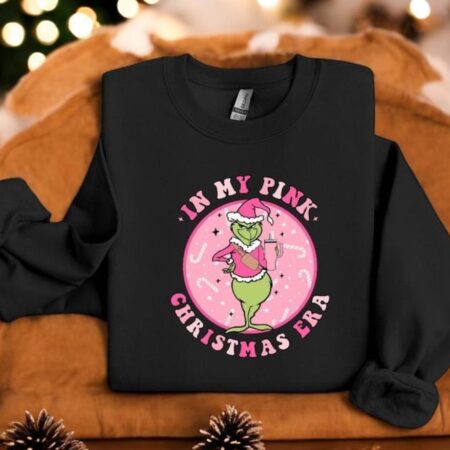 In My Pink Christmas Era Grinch Funny Sweatshirt Product Photo 1