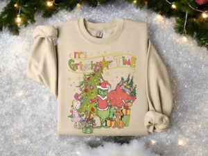 It's Grinchmas Time Pine Tree Vintage Christmas Sweatshirt Product Photo 2