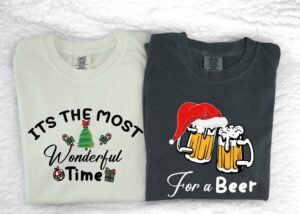 It's The Most Wonderful Time For A Beer Couple Matching Christmas Sweatshirts Product Photo 3