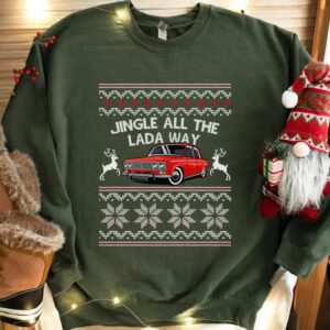 Jingle All The Lada Way Classic Russian Car Christmas Sweatshirt Product Photo 2