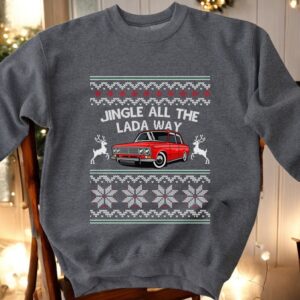 Jingle All The Lada Way Classic Russian Car Christmas Sweatshirt Product Photo 3