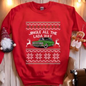 Jingle All The Lada Way Classic Russian Car Christmas Sweatshirt Product Photo 4