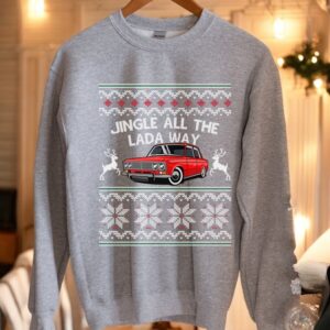 Jingle All The Lada Way Classic Russian Car Christmas Sweatshirt Product Photo 5