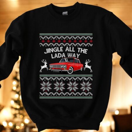 Jingle All The Lada Way Classic Russian Car Christmas Sweatshirt Product Photo 1