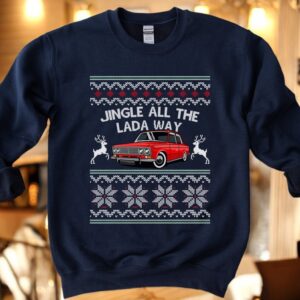 Jingle All The Lada Way Classic Russian Car Christmas Sweatshirt Product Photo 6