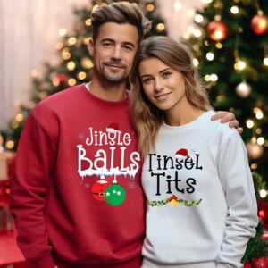 Jingle Balls Matching Christmas Couple Sweatshirt Product Photo 3