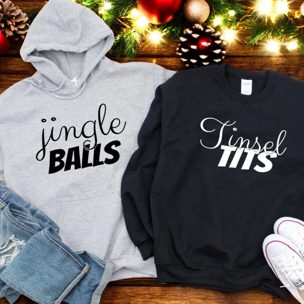 Jingle Balls & Tinsel Tits Christmas Couple Matching Shirt Product Photo 2