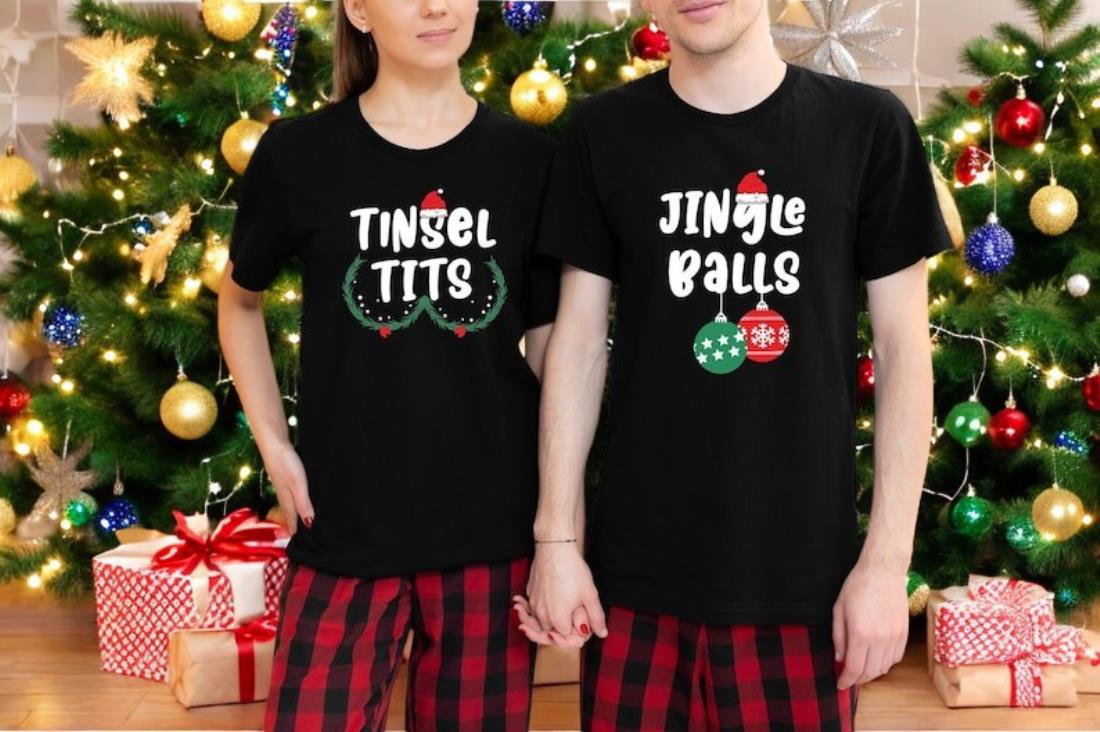 Jingle Bells Christmas Couple Shirt Funny Matching Shirt Product Photo 2