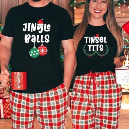 Jingle Bells Christmas Couple Shirt Funny Matching Shirt Product Photo 1