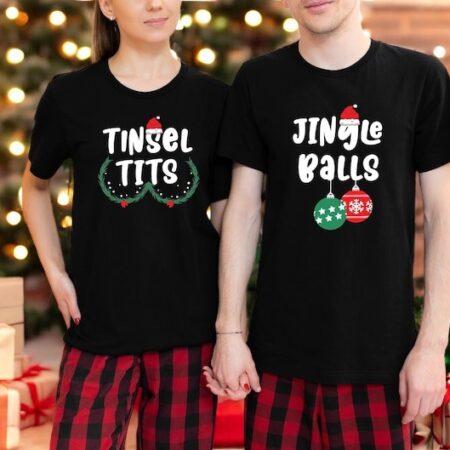 Jingle Bells Shirt, Tinsel Tits Couple Matching Christmas Shirt Product Photo 1