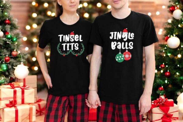 Jingle Bells Shirt, Tinsel Tits Couple Matching Christmas Shirt Product Photo 1