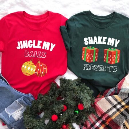 Jingle My Balls Shake My Presents, Chest Nuts Couple Matching Christmas Sweatshirts Product Photo 1