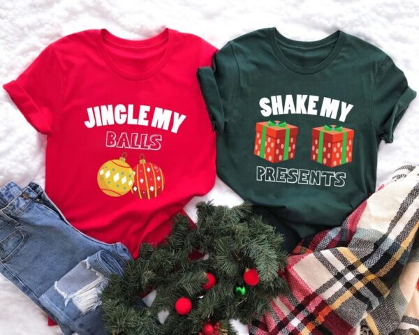 Jingle My Balls Shake My Presents, Chest Nuts Couple Matching Christmas Sweatshirts Product Photo 1