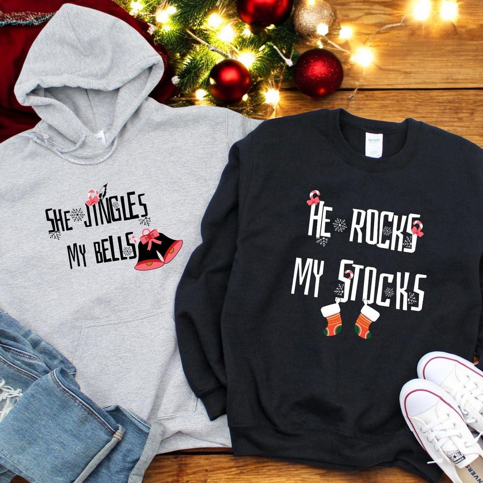 Jingle My Bells And Rock My Socks Christmas Couple Matching Shirt Product Photo 2