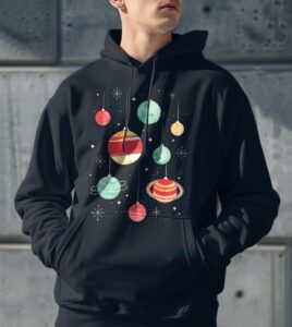 Joy To The Universe Christmas Shirt - Men Black Hoodie